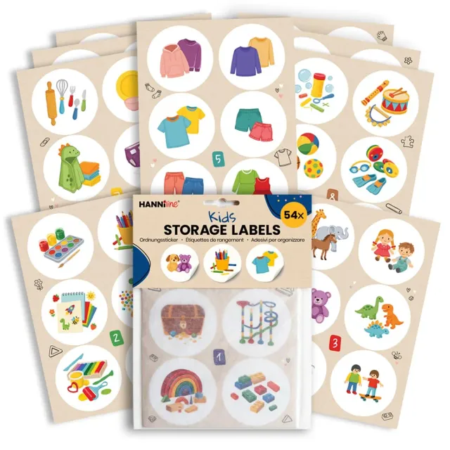 HANNIline Ordnungssticker Kinder 54 Sticker 6,5 cm Papier