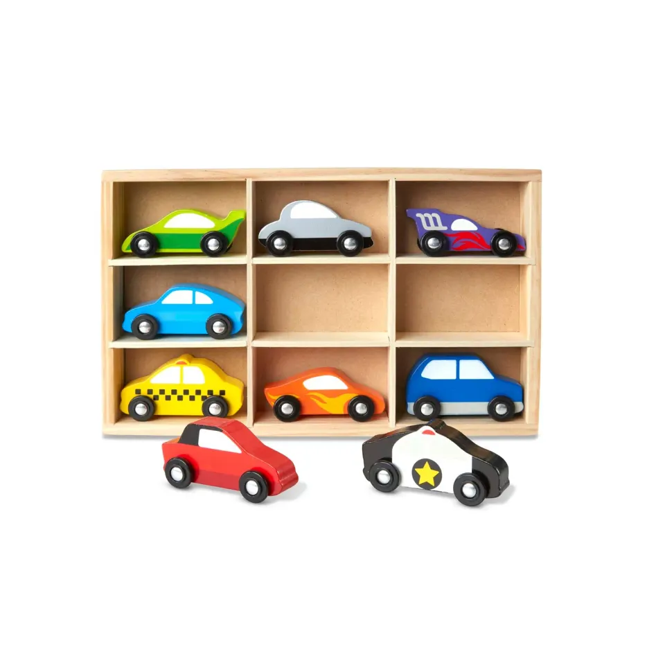 Melissa & Doug Wooden Vehicle Holz-Autoset 9-teilig bunt