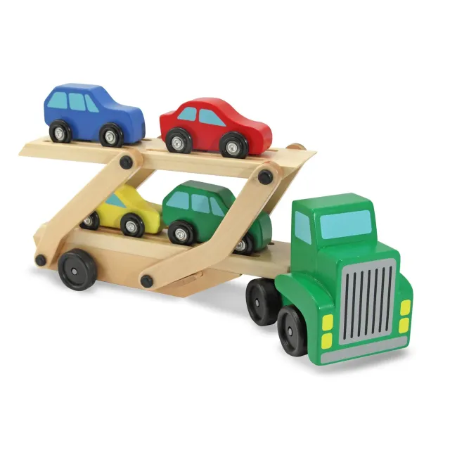 Melissa & Doug Wooden Car Carrier Autotransporter Holz 4 Autos